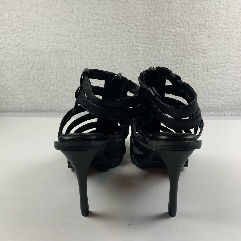 Women's DKNY Ralina‎ Caged Strappy High Heel Sandals Black shoes 8.5 NWOB 7311